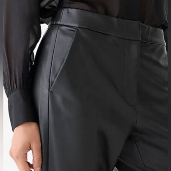 J. Crew Kate Straight Pant Women’s Size 0 Black Faux Leather Ankle Trouser Pants - Picture 10 of 14